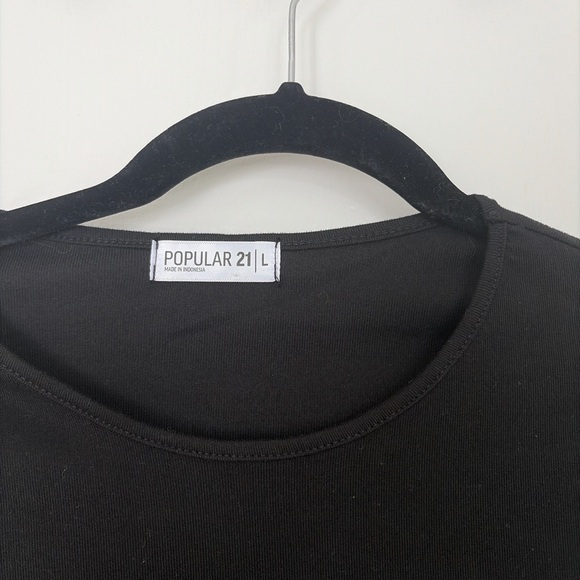 Black Ruched Drawstring Top - Picture 3 of 4